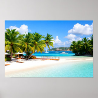 Poster Praia de resort tropical de luxo