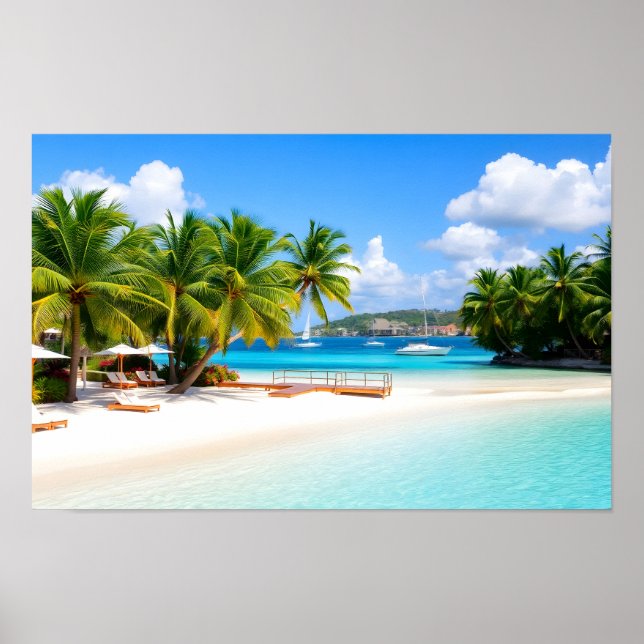 Poster Praia de resort tropical de luxo (Frente)