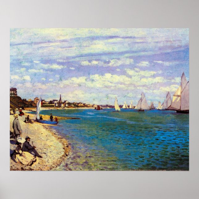 Póster Praia de Sainte Adresse por Claude Monet (Frente)