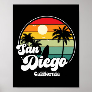Poster Praia de San Diego Califórnia Surfando Surfista Le