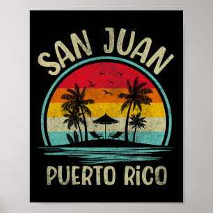 Poster Praia de San Juan Porto Rico Palmeira Família Verã