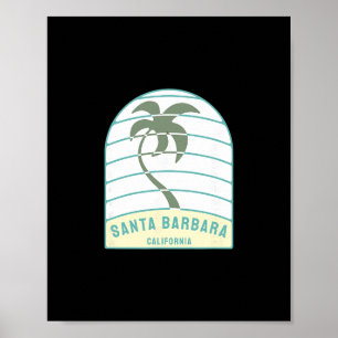 Poster Praia de Santa Barbara Califórnia Palmeira Ca Féri