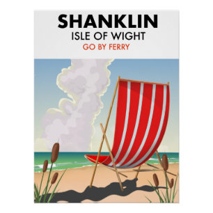 Póster Praia de Shanklin ilha de wight cartaz de viagem.