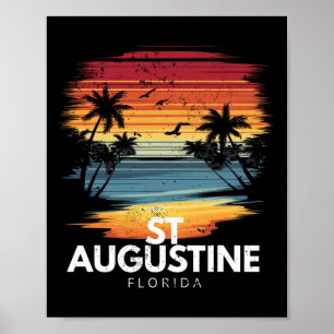 Poster Praia de St Augustine Flórida Surfboard Surf Vinta