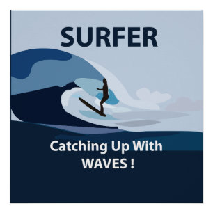 Póster Praia de Surfista Surfando