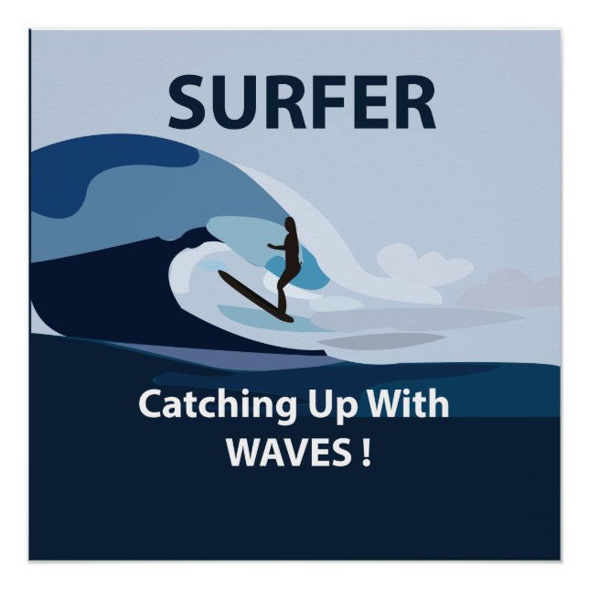 Póster Praia de Surfista Surfando (Frente)