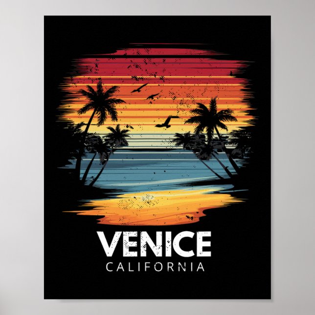Poster Praia de Veneza Califórnia Prancha de Surfe Surfe  (Frente)