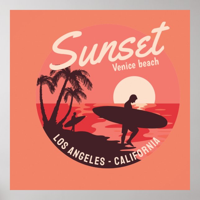 Poster praia de venice por sol (Frente)