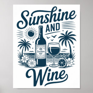 Poster Praia de Vinho e Sol Retro Férias Vintage Anos 70