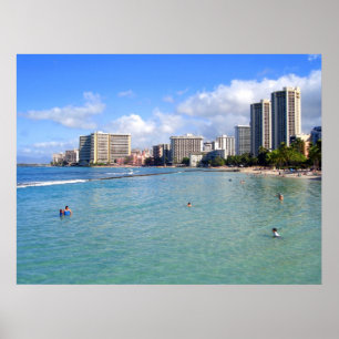 Poster Praia de Waikiki, Oahu, Havaí