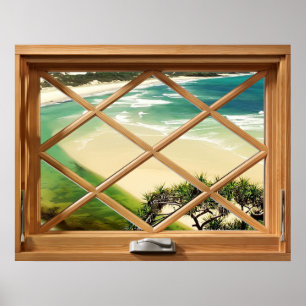Poster Praia do Caribe - Janela Falsa do Modo de Exibiç