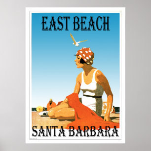 Póster Praia do leste praia retro 1 de Santa Barbara,