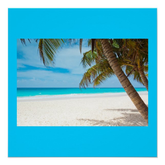 Póster Praia do Mar Oceano Palma Areia Natureza Nome Pers (Frente)