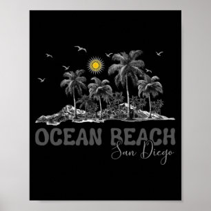 Poster Praia do Oceano San Diego Califórnia Garotas Vinta
