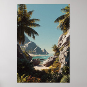 Poster Praia do Paraíso Tropical - Arte Costeira Cênica