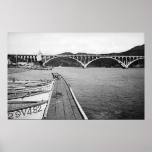 Poster Praia Dourado, docas de Oregon e ponte sobre o