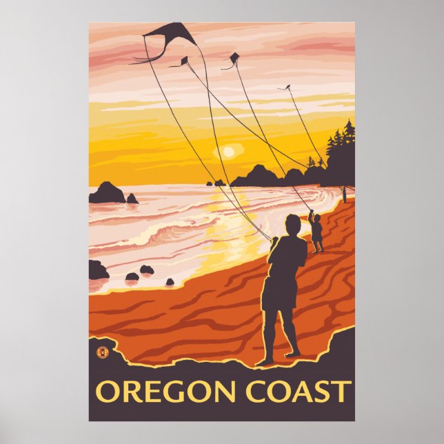 Póster Praia e pipas - Costa do Oregon (Frente)