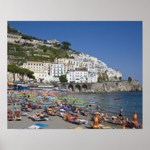 Póster Praia em Amalfi, Campânia, Itália