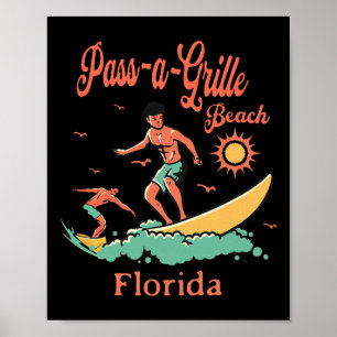 Poster Praia Florida P-a-grille Fl Surfista Surfando Pesc