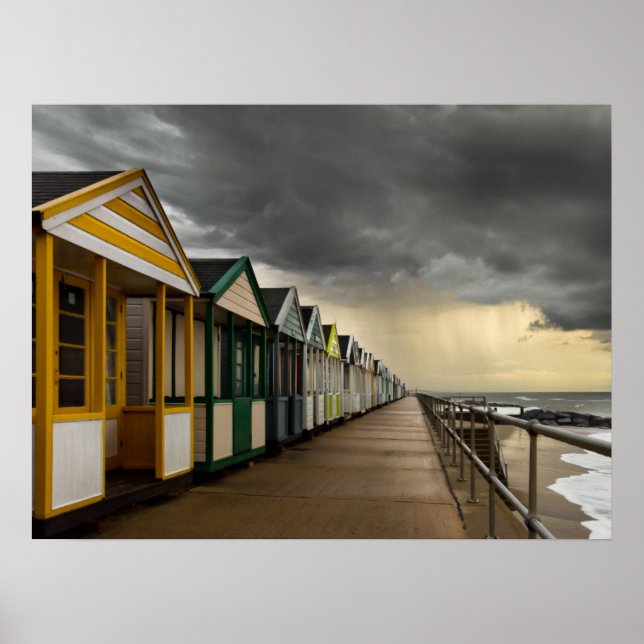 Póster Praia Huts Em Uma Tempestade De Verão | Sudoeste (Frente)