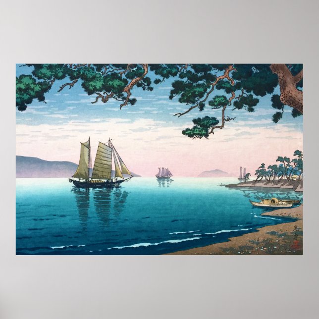 Poster Praia Maiko por Tsuchiya Koitsu (Frente)