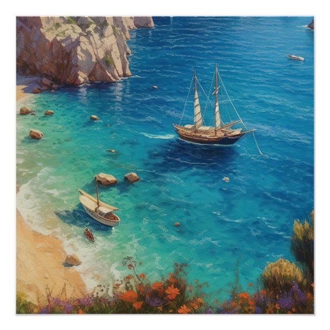 Póster Praia na Grécia (Frente)