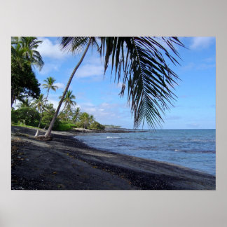 Póster Praia Negra Tropical do Havaí
