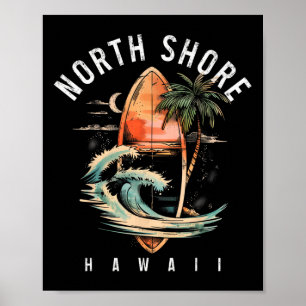 Poster Praia Norte do Havaí Prancha de Surf Oahu Haleiwa