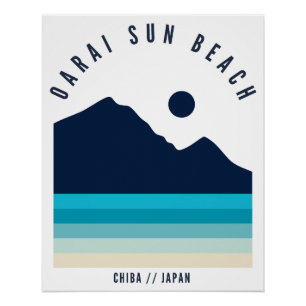 Póster Praia Oarai Sun Chiba Japão Retro Vintage