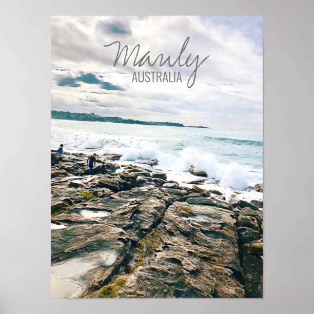 Poster Praia oceânica de Manly surf Austrália viagem (Frente)