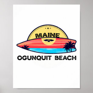 Poster Praia Ogunquit Maine Surfboard Praia Surfe