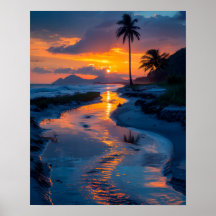 Praia pacífica em Sunset