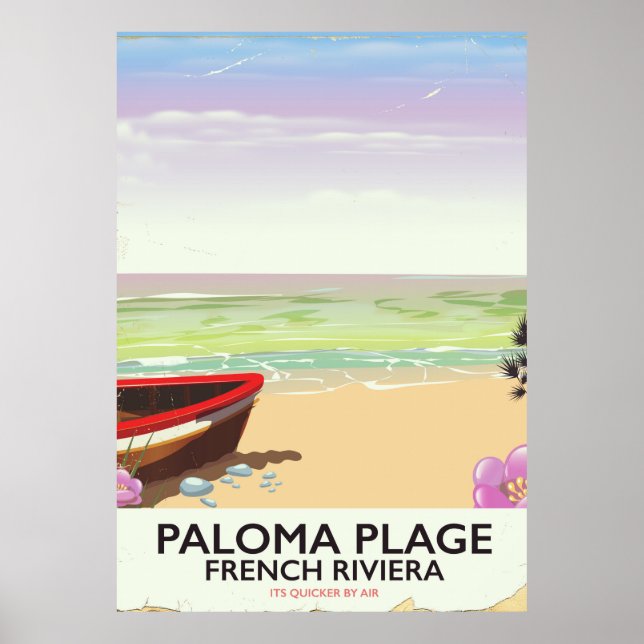 Poster Praia Paloma, pôster de viagem da Riviera Francesa (Frente)