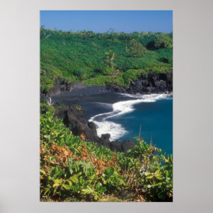 Poster Praia preta Hana Maui Havaí da areia
