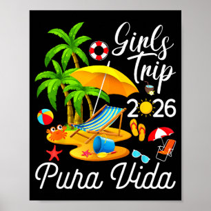 Poster Praia pura vida costa rica verão tropical garotas