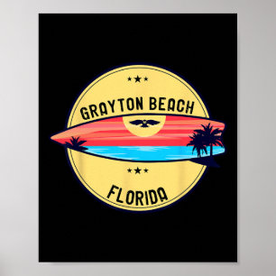 Poster Praia Retro Grayton Flórida Surf
