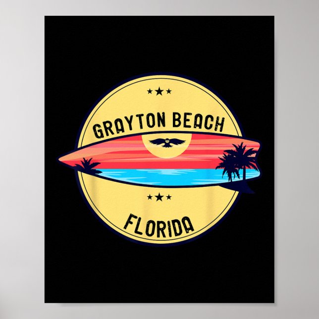 Poster Praia Retro Grayton Flórida Surf (Frente)