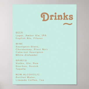 Poster Praia Retrô Placa de Menu de Bebidas de Casament