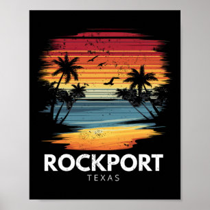 Poster Praia Rockport Texas Prancha de Surfe Surf Vintage