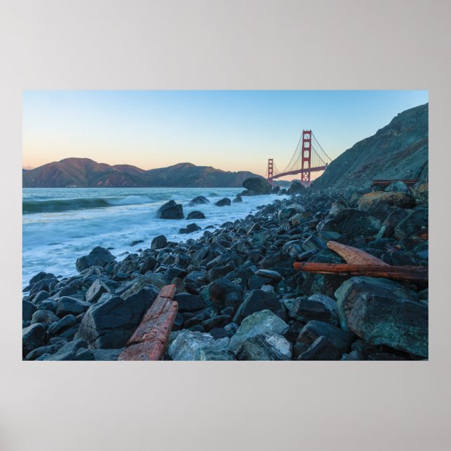 Poster Praia Rocky e Ponte Golden Gate (Frente)