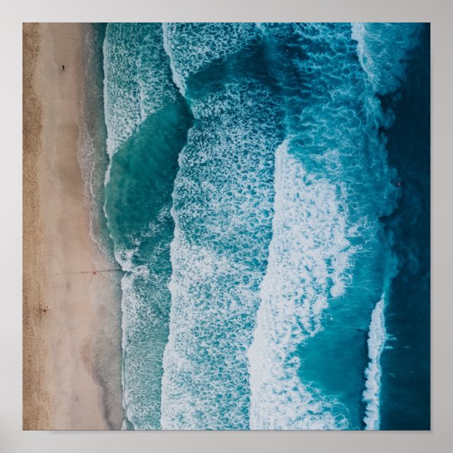 Poster Praia Sandy das Ondas do Oceano Azul (Frente)
