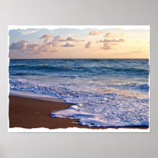 Póster praia saturada da Flórida no nascer do sol