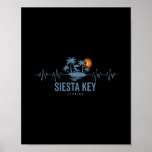 Poster Praia Siesta Key Flórida Vintage 80s Pôr do Sol Co