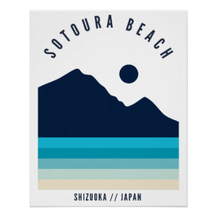 Póster Praia Sotoura Shizuoka Japão Retro Vintage