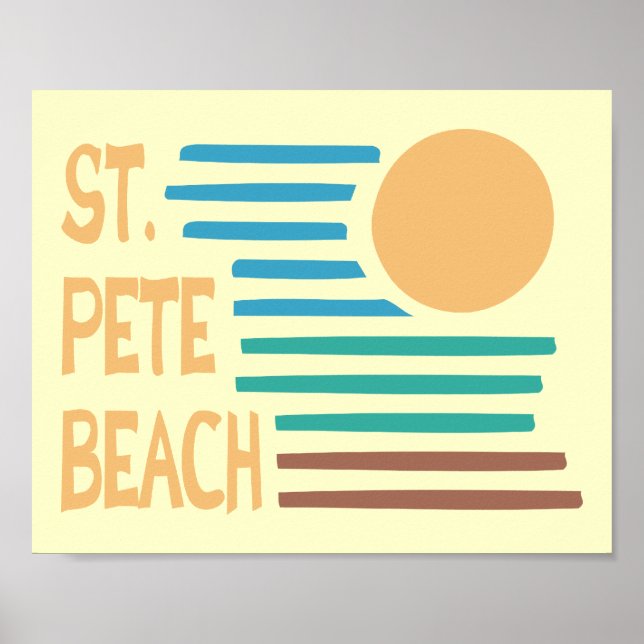 Póster Praia St. Pete Flórida pôr do sol geométrico (Frente)
