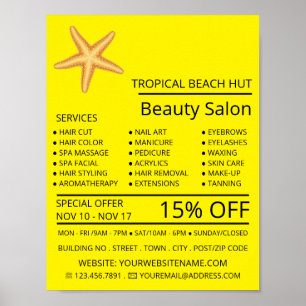 Poster Praia Starfish, Beauticista, Beauty Salon Advert