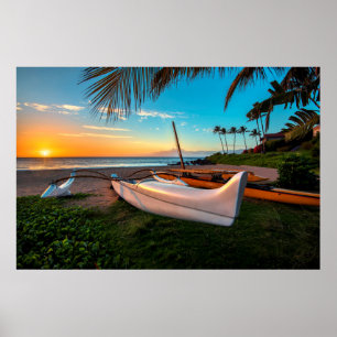 Poster Praia sul de Maui no por do sol   Maui, Havaí