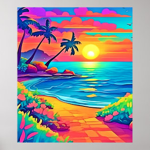 Poster Praia Sunset Tropical