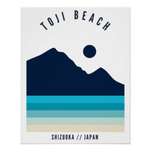 Póster Praia Toji Shizuoka Japão Retro Vintage