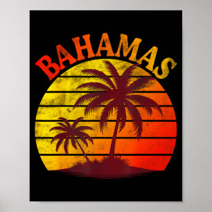 Poster Praia tropical das Bahamas férias de verão árvore